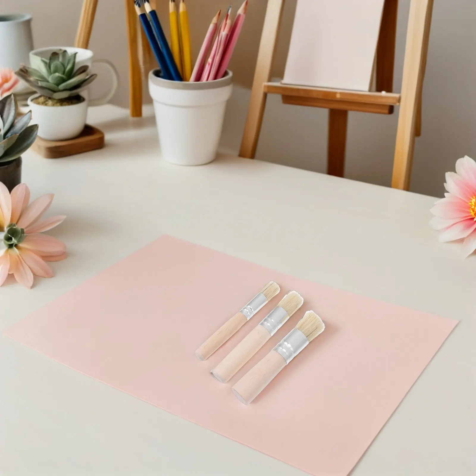 6Pcs Mini Paint Brush Set Wooden Stencil Paint Brushes for Crafts Detail Brush Oil Acrylic Watercolor Wall Canvas