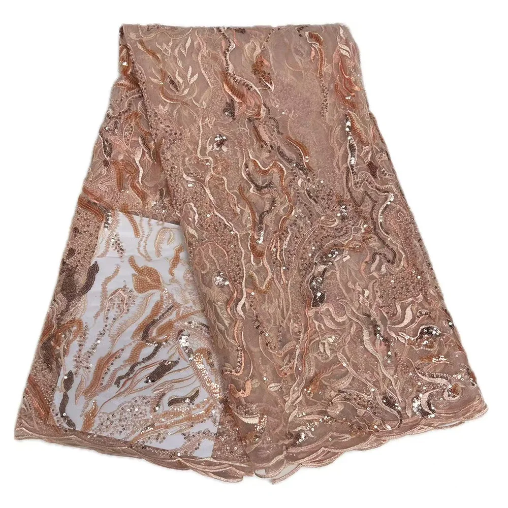 2025 أقمشة الدانتيل الأفريقي الفاخرة مطرز عالية الجودة النيجيري فستان الزفاف تول المواد الخياطة مطرز الدانتيل 5 ياردة الأقمشة