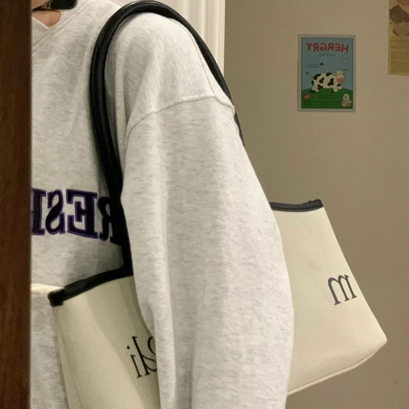 Summer All-match Large-capacity Canvas Tote Bag 2023 New Summer Commuter Handbag Simple Shoulder Bag Female Lunch Box Bag