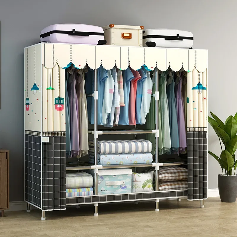 

Fabric Wardrobe Simple Cloth Storage Solution With Thickened Steel Frame Hanging Clothes Organizer For Bedroom And Dormitory