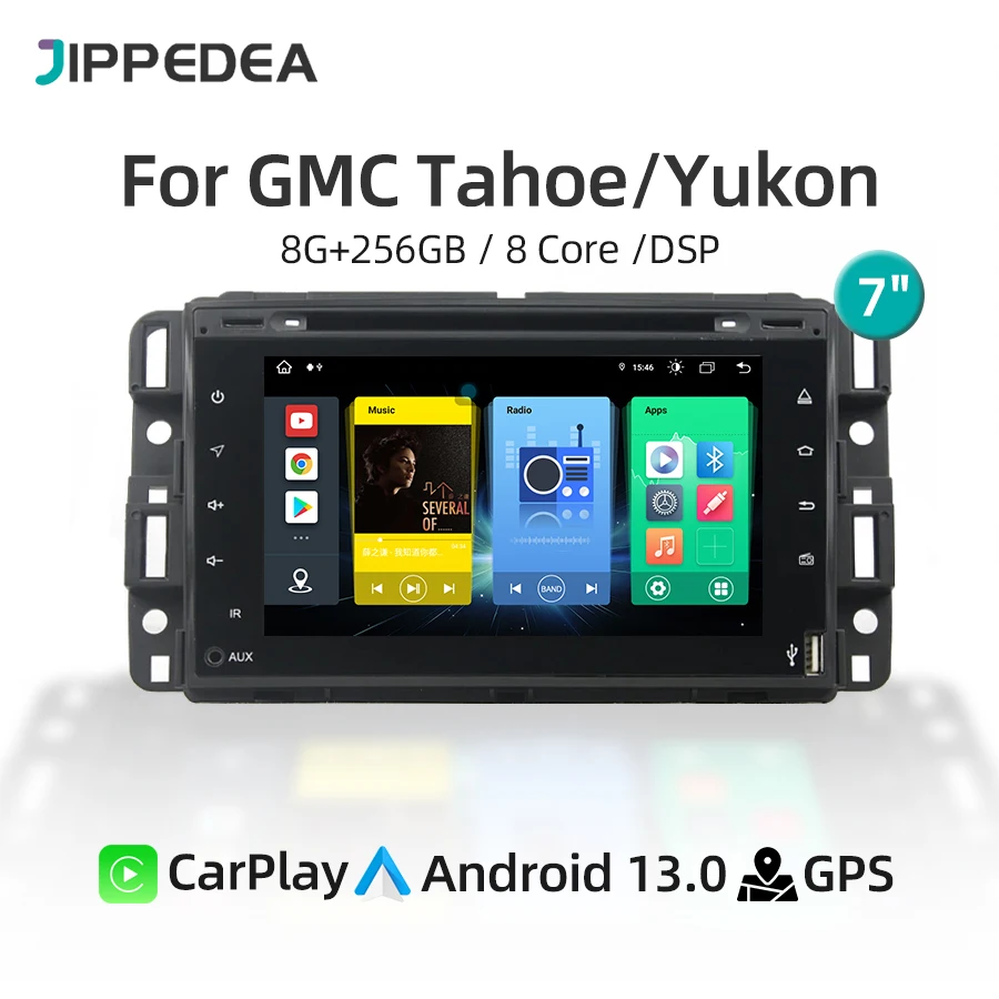 Car Multimedia Player Android 13.0 CarPlay GPS Navigation 4G WiFi Bluetooth RDS Stereo Car Radio For GMC Tahoe Yukon 2007-2012