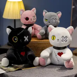 Creepy Goth Cat Plush Toys, Crazy Kitten Plushie, Boneca de Bichos de Pelúcia, Decoração do quarto para meninos e meninas