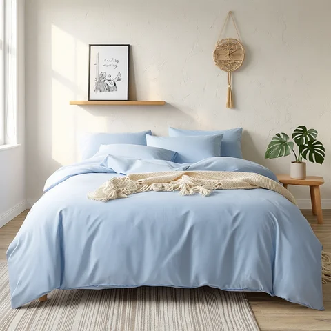Kuup Queen Size Matte Duvet Cover Skin-Friendly Colored Bedding Set with Flower Branch Design High-Quality Quilt Cover
