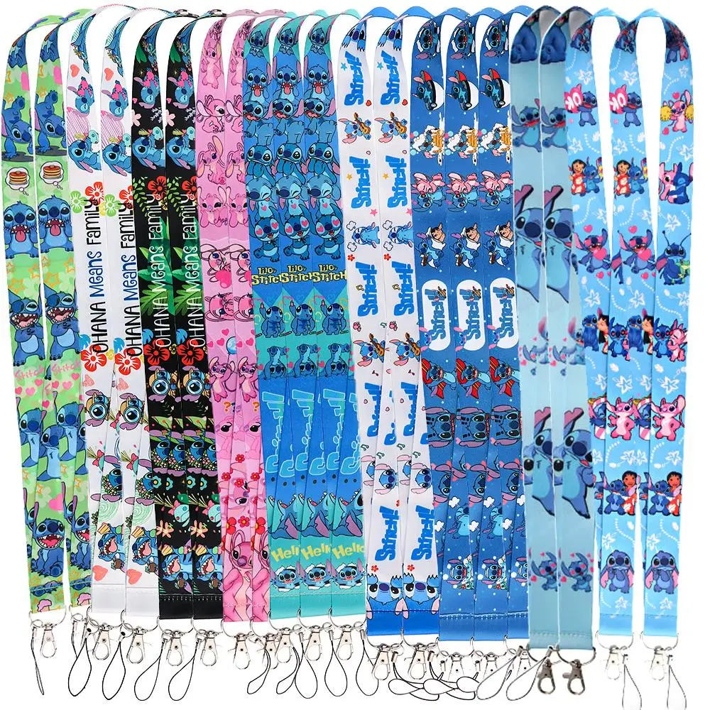 Wholesale 20pcs/lot Stitch Mickey Mouse Strap Lanyard for Keys Keychain Badge Holder Card Pass Hang Rope Lariat Accessories