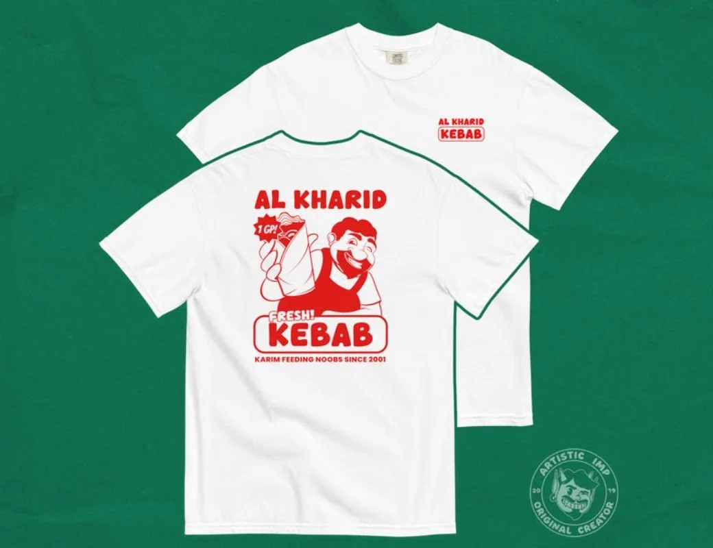 00012884 # A-Osrs Kebab, camiseta premium pesada com cores confortáveis – Presente Osrs, Runescape da velha escola, presente de jogador, meme engraçado, arte