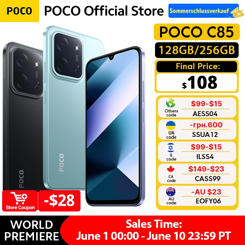 POCO C85 Global Version Smartphone NFC 128GB 256GB MediaTek Helio