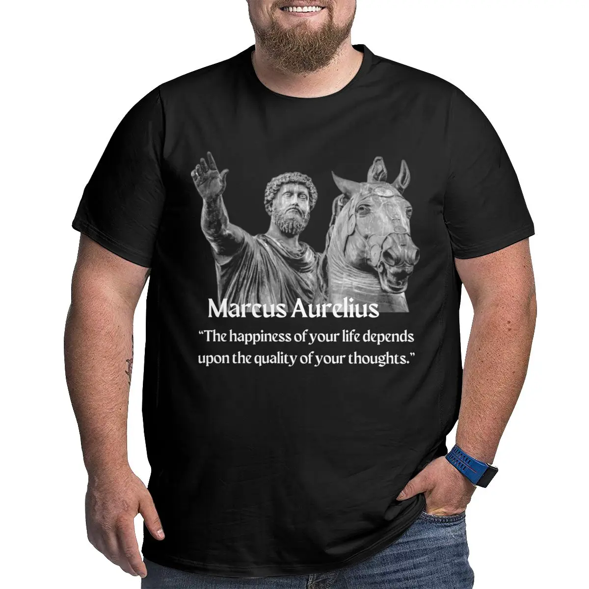 Marcus Aurelius Quote Tee Men's Classic clothing Crewneck Big Tall Shirt Pure Cotton printed Clothing Large 4XL 5XL 6XL graphic