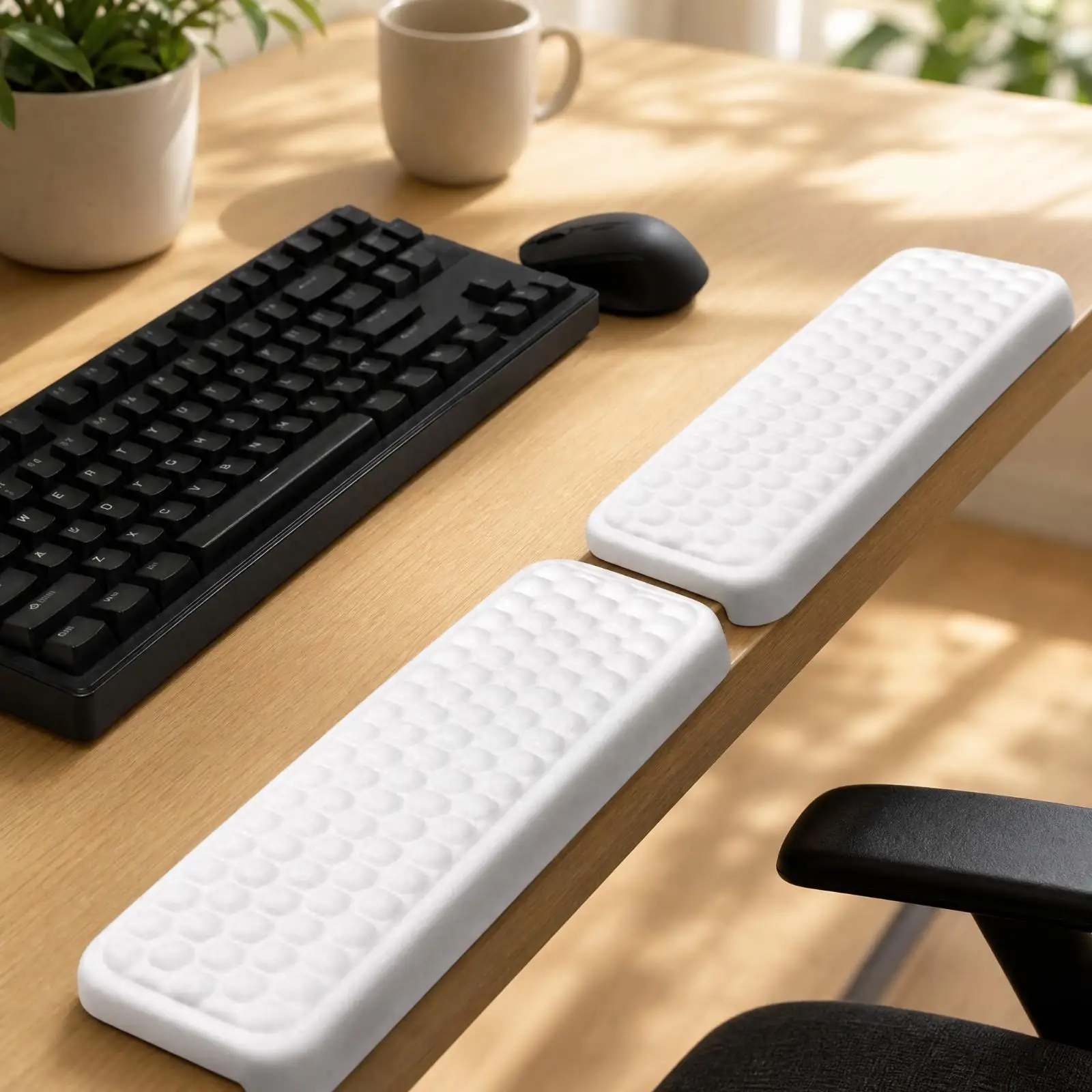 2 Pieces Desk-Edge Wrist Rest Padded Wrist Rest with Cushioned Cell Pattern Soft Fatigue-Complimentary for Home Office