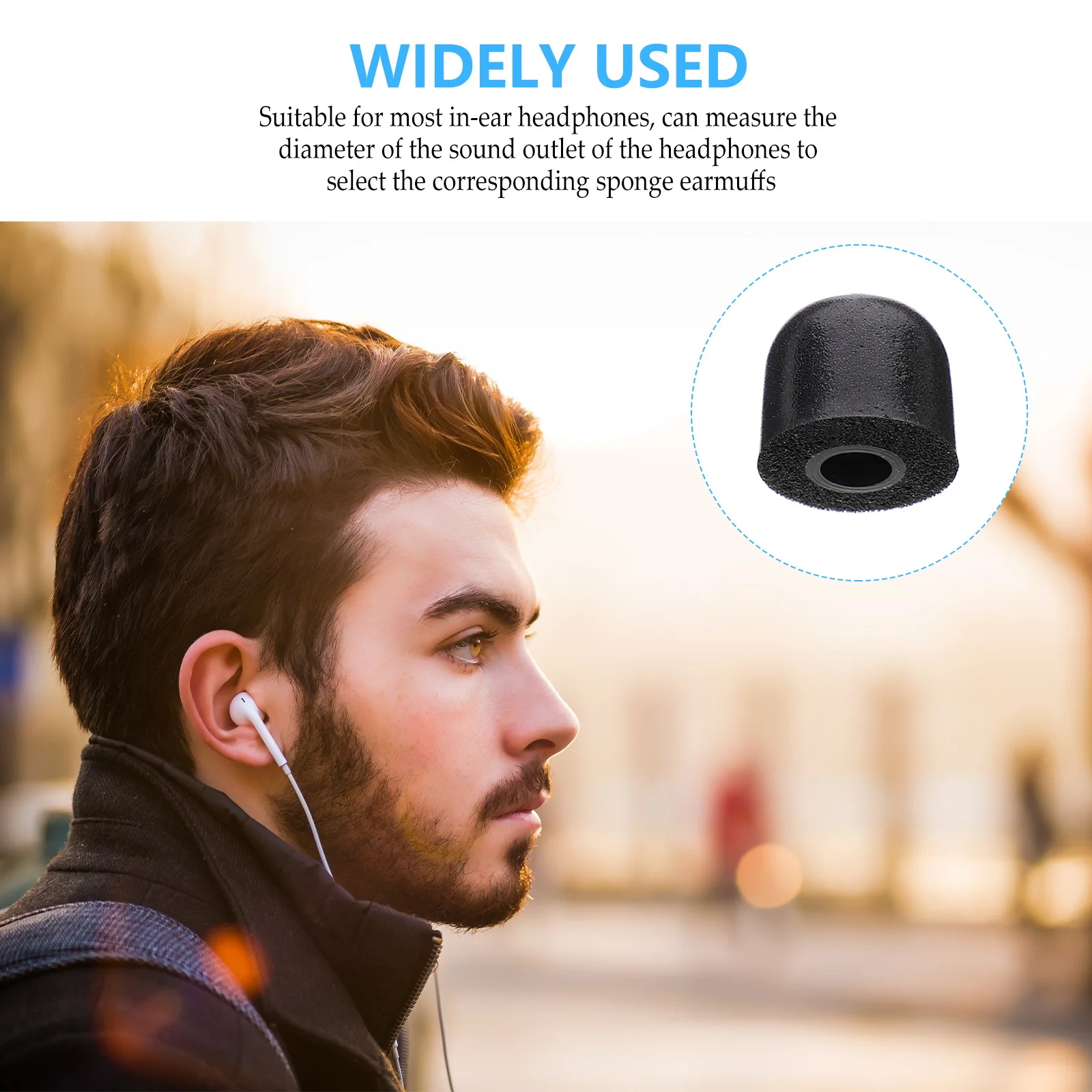 

10pcs Replacement Sponge Earphone Earbuds Tips Headset Earplugs Comfortable Noise Reduction Anti-Slip For In-Ear Headphones