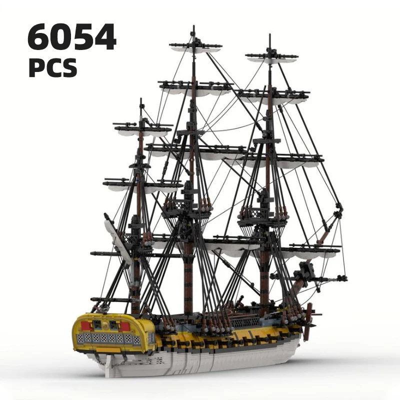 

Full rigged ship MOC Hermonia frigate brick set Spanish navy model Ocean expedition buildings block kit DIY Medieval warship toy