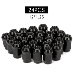 Automobile Hub Nut Hexagon Nut 24PCS 12mmx1.25mm Black Wheel Nuts For Nissan Navara NP300 Patrol Pathfinder