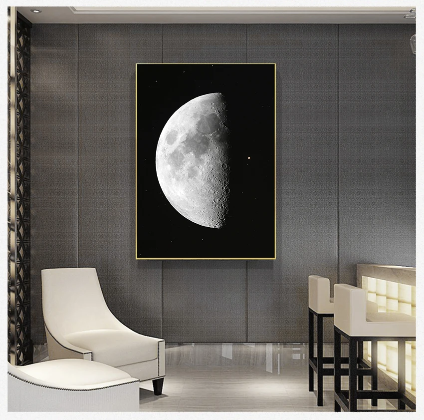 Painting Astronomy Satellite Home Decor Bedroom Decoration Abstract Moon Poster Prints Moon Phase Change on Canvas