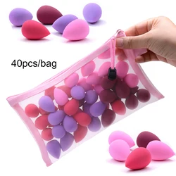 40Pcs/bag Mini Makeup Sponge Beauty Eggs With Cosmetic Bag Face Make up Tools Set In Organizer Bulk Wholesale Beauty Tools