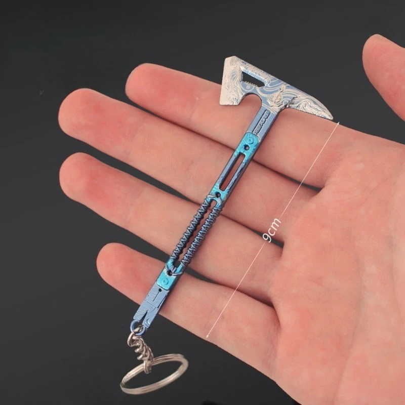 9cm/3.54in Mini Keychains Pendant Tactical Axe Delta Action Game Peripherals Weapon Props Accessories Boyfriend Gift Outdoor Toy