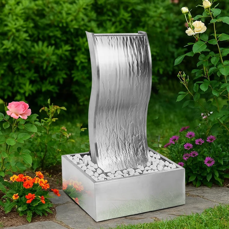 

Garden Decoration 304 Stainless Steel Waterfall Indoor Fountain Outside Water Fountain for Outdoor Garden