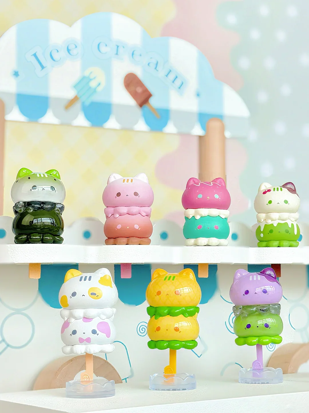 New Octopus Meow Meow Ice Cream Blind Box About 6cm Mini Trendy Play Strawberry Mousta Cute Grain Ornament Gift Handmade Toy - Detail 1