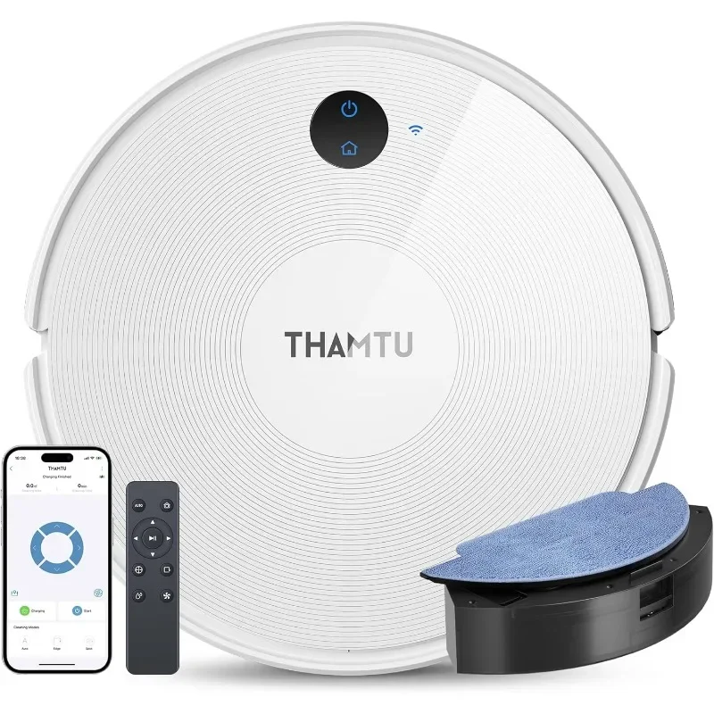 

Thamtu Robot Vacuum and Mop Combo,120 min Runtime, Self-Charging Robotic Vacuum with Voice/APP/Remote