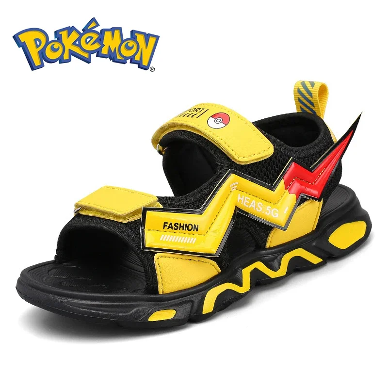 Pikachu Kids Shoes Sandals for Boy Sandal Kids Anime Summer Cartoon Casual Teenager Lightweight Sports Sandals Flat