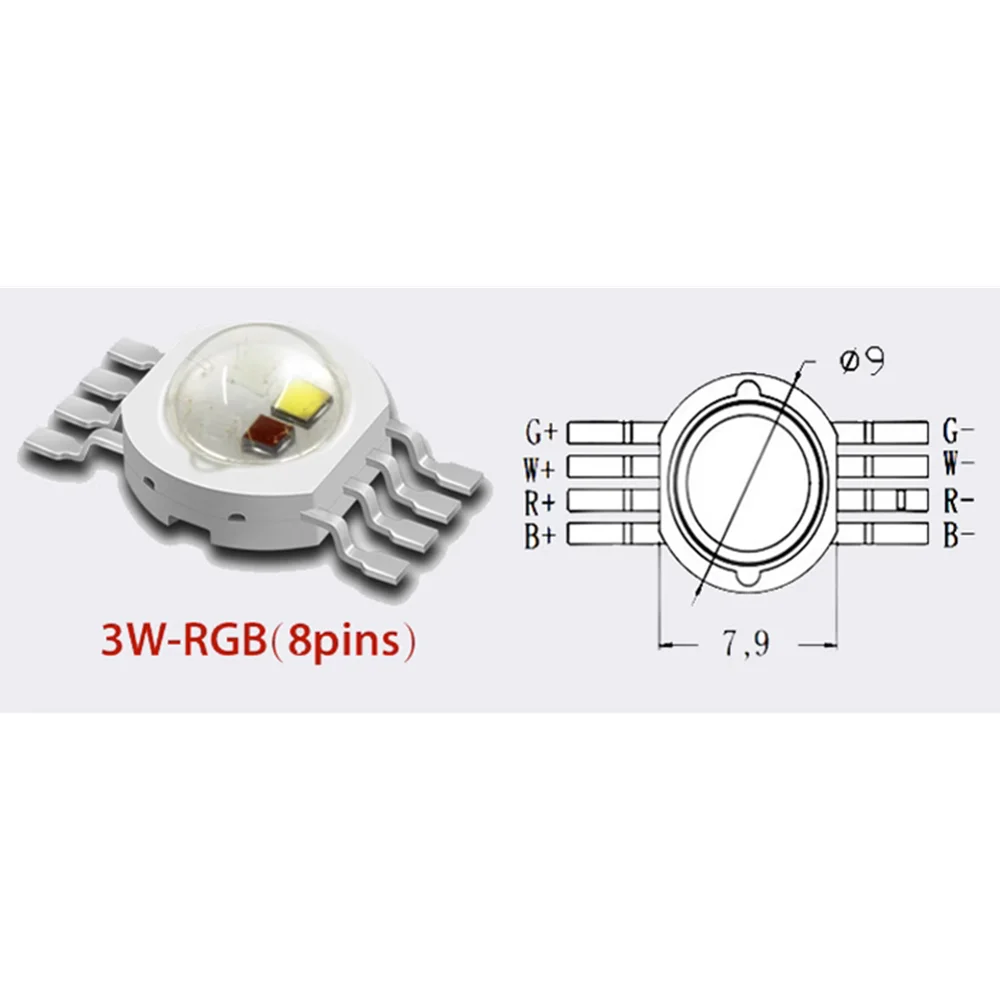 5-50pcs  RGBWW High Power LED Chip 8  pin Molding LED Stage Colorful Light Source Beads