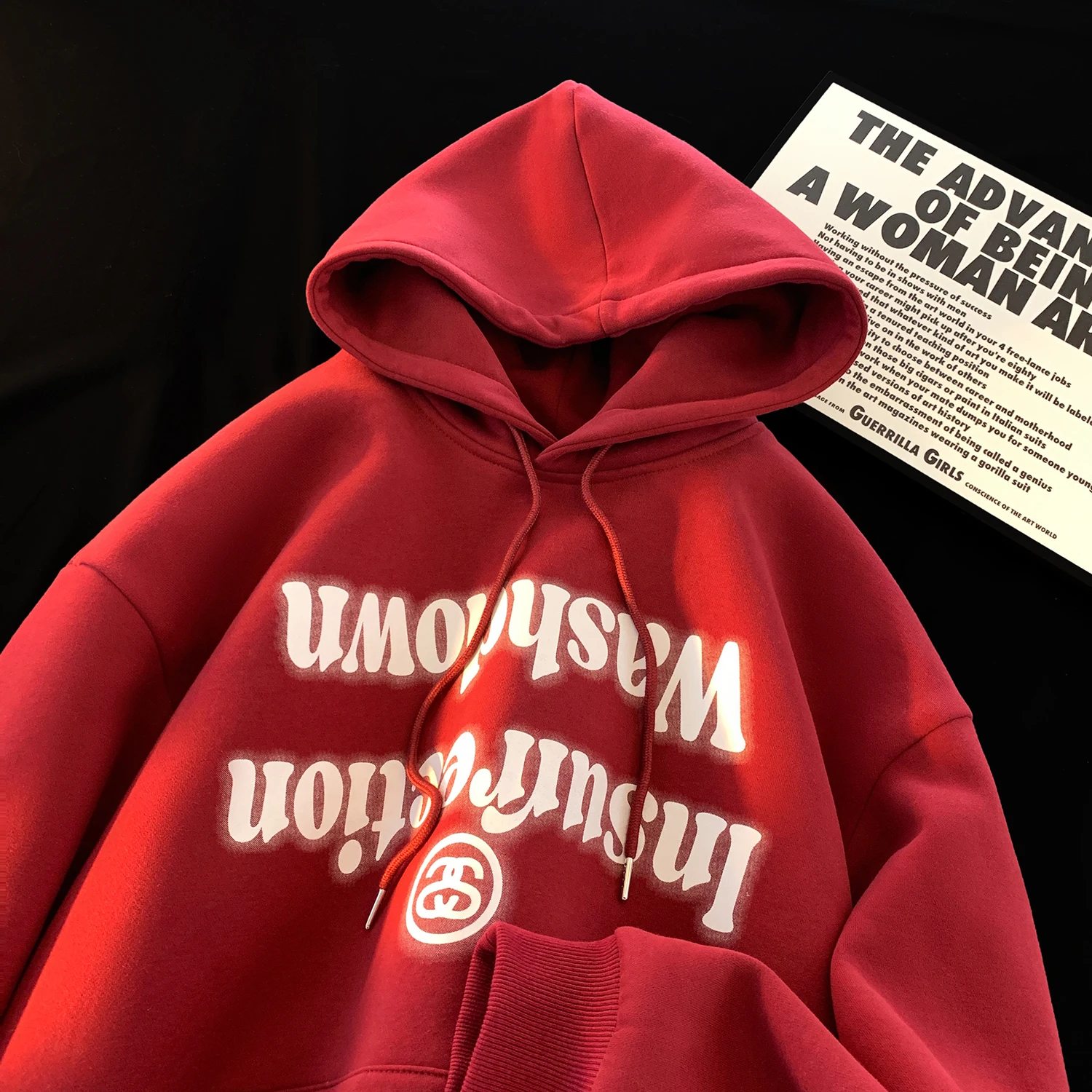 

Hooded Sweatirt Men's Thiened Warmth Fce Autumn Winter American Sle Heavyweight Youth Casual Loose Fit Printed