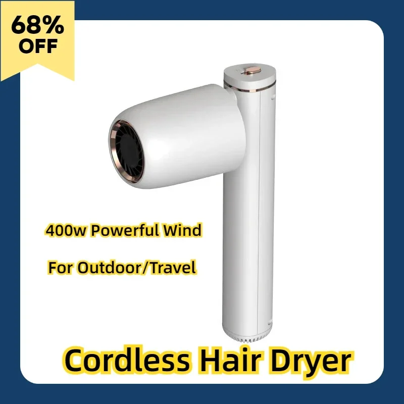 Cordless Powerful Wind Hair Dryer 400W Portable Lightweight Hair Blow Dryer Hot & Cold  Wind Charging Base Concentrator Travel