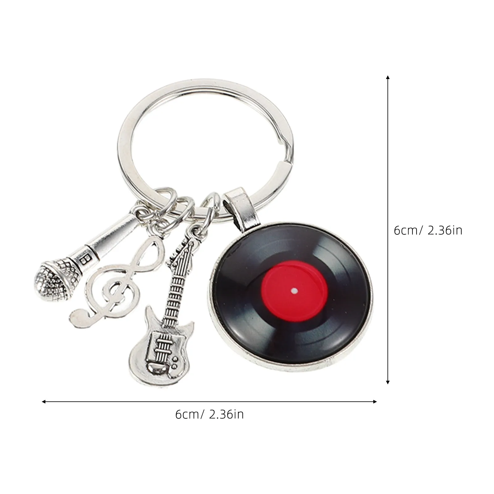 3Pcs Vinyl Record Keychain Retro Music Album Pendant Guitar Microphone Musical Note Charm for Music Lover Accessories