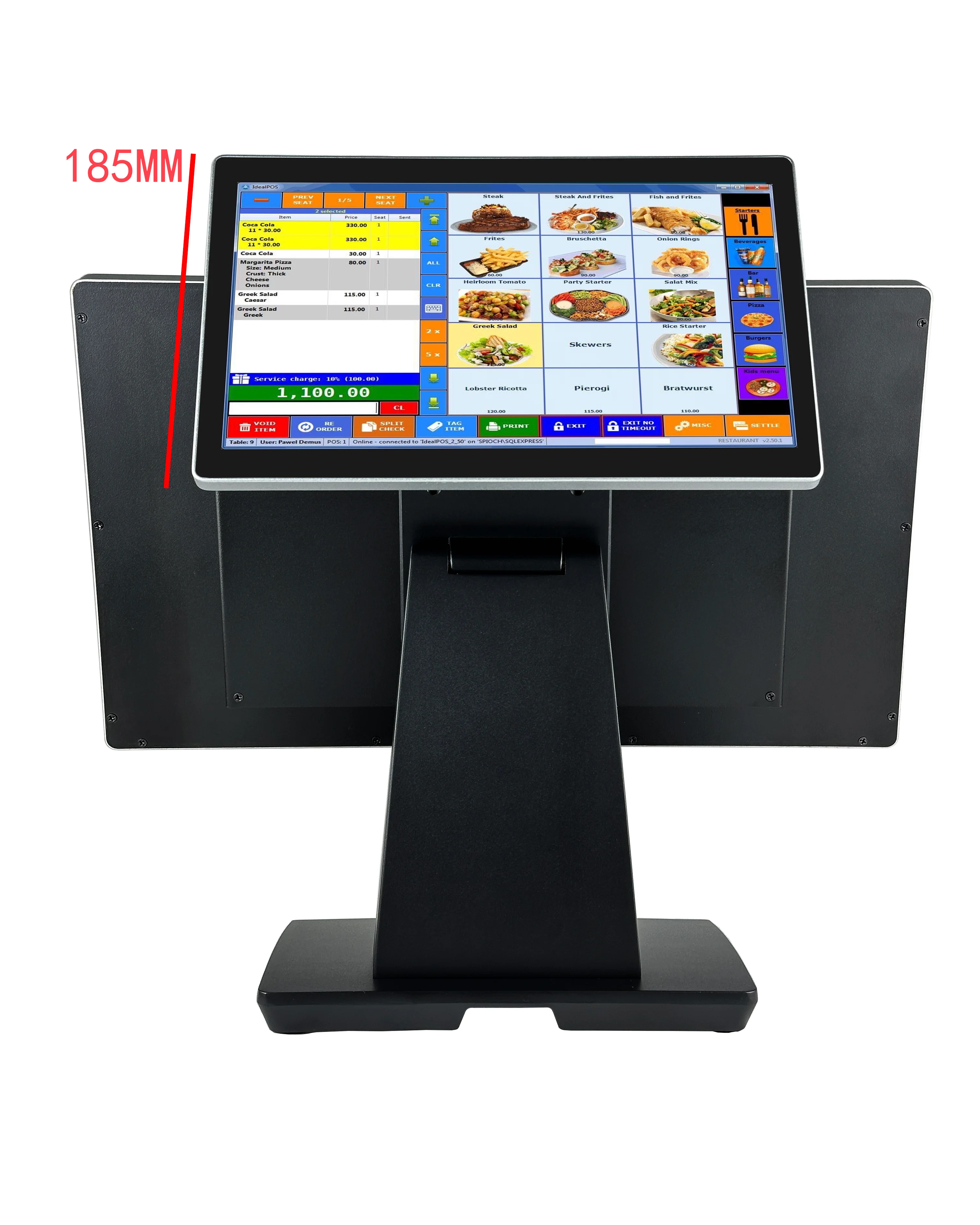 شاشة كبيرة مقاس 18.5 بوصة/ 21.5 بوصة تعمل باللمس POS محطة الكل في واحد، جسم من سبائك الألومنيوم، WIN10/11 Android 11-14 Google GMS