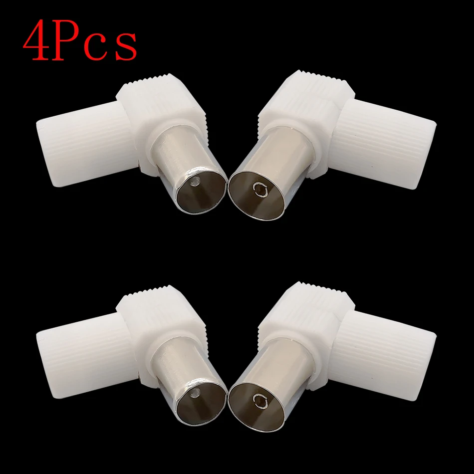 4Pcs 90 Degrees Right Angle TV Plug Jack Solder-free Connector For Antenna Male and Female RF Coaxial Antennas