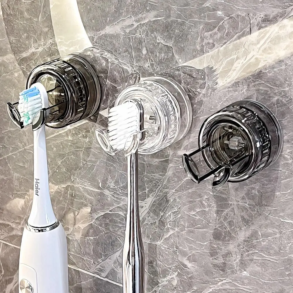 

Plastic Suction Cup Electric Toothbrush Holder Hole-Free Removable Toothbrush Storage Hook Reusable Wall Mounted Plug Hooks