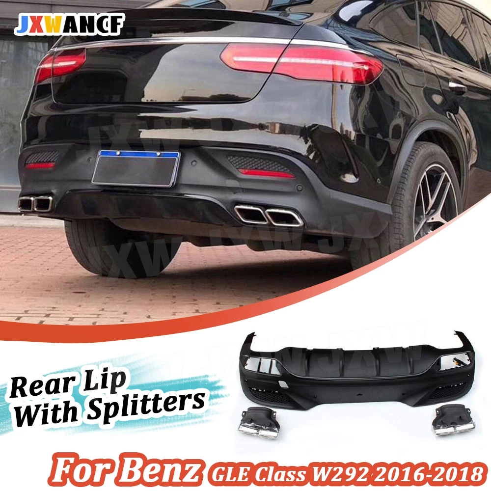 

JXWANCF PP Rear Bumper Guard Lip Diffuser With Exhaust Tips For Benz GLE Class W292 C292 GLE63 AMG Coupe 2016-2018