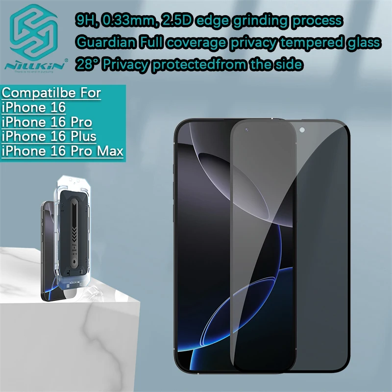 

Для iPhone 16 Pro Max film/16 Plus/16 + Nillkin Guardian полное покрытие конфиденциальность закаленное стекло для экрана телефона пленка из закаленного стекла