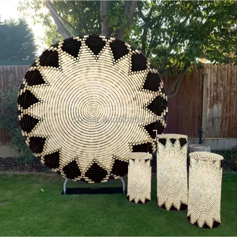 

Traditional Ethiopian Baskets Classic Waterproof Elastic Fitted 3D Printing Table Covers for Indoor Table Decor