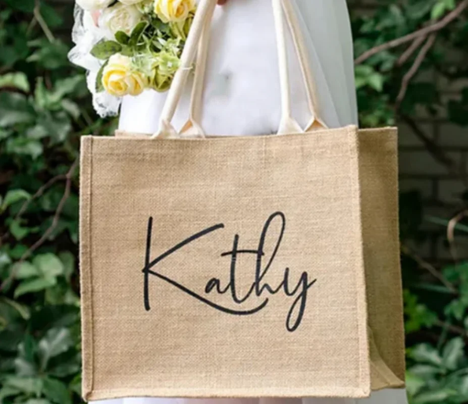 

Personalized Burlap Bags Custom Name Monogram Beach Bags Bridesmaid Gift Bags Tote Jute Bags Custom Wedding Gifts for Bride