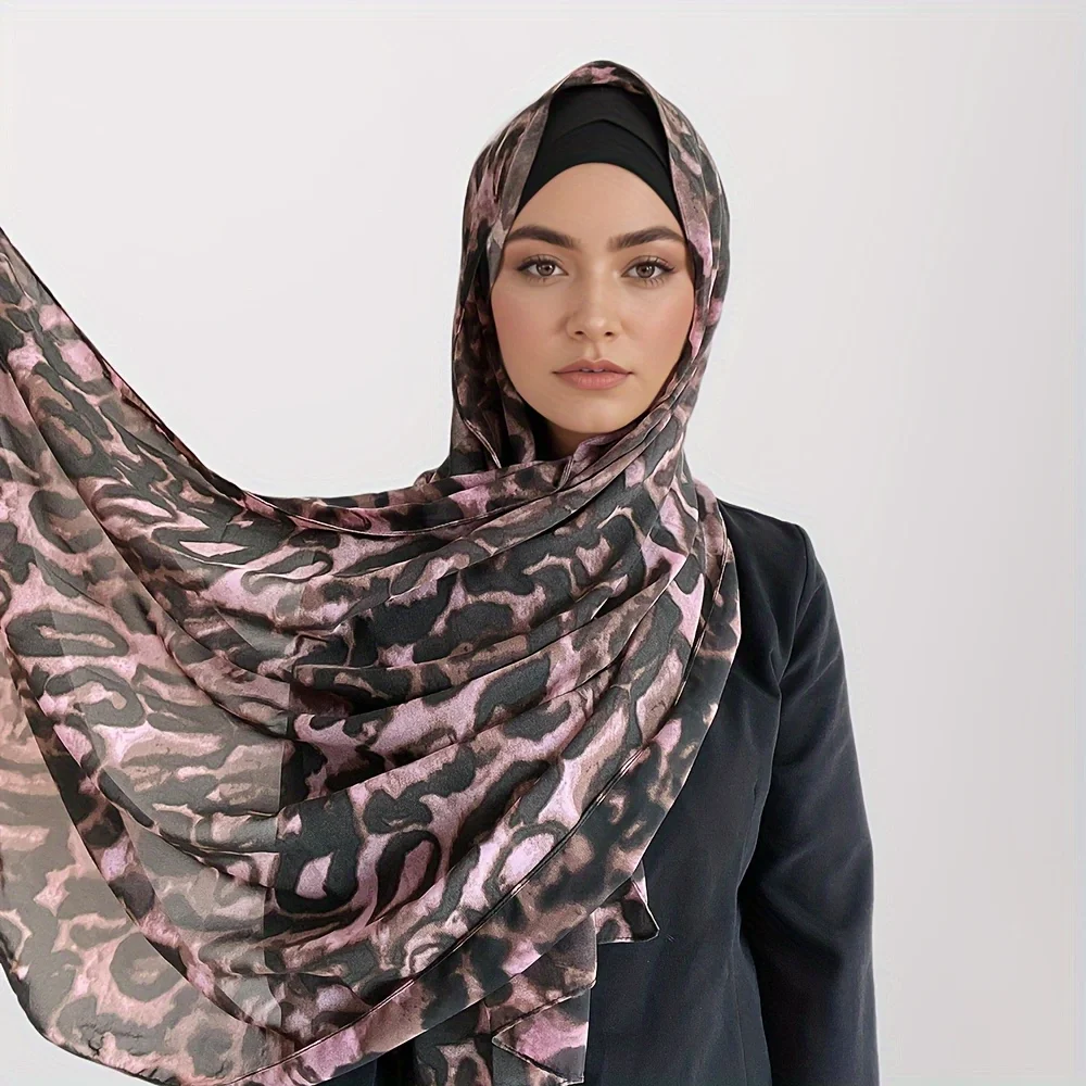 Vendita calda stampa leopardo Chiffon Hijab donne musulmane sciarpa traspirante foulard malese avvolge scialli Tudung Bawal