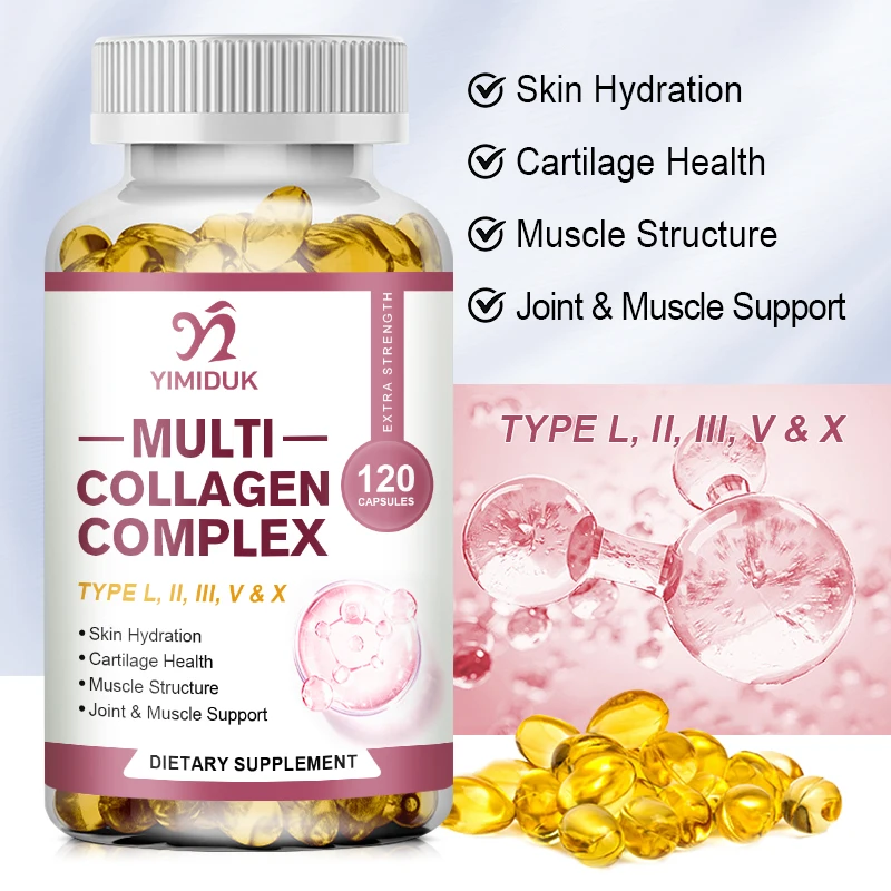 Vitamins Multi Collagen Complex Type I, II, III, V, X Anti-oxidation Reduce Cell Damage Promote Nails Hair Skin Health