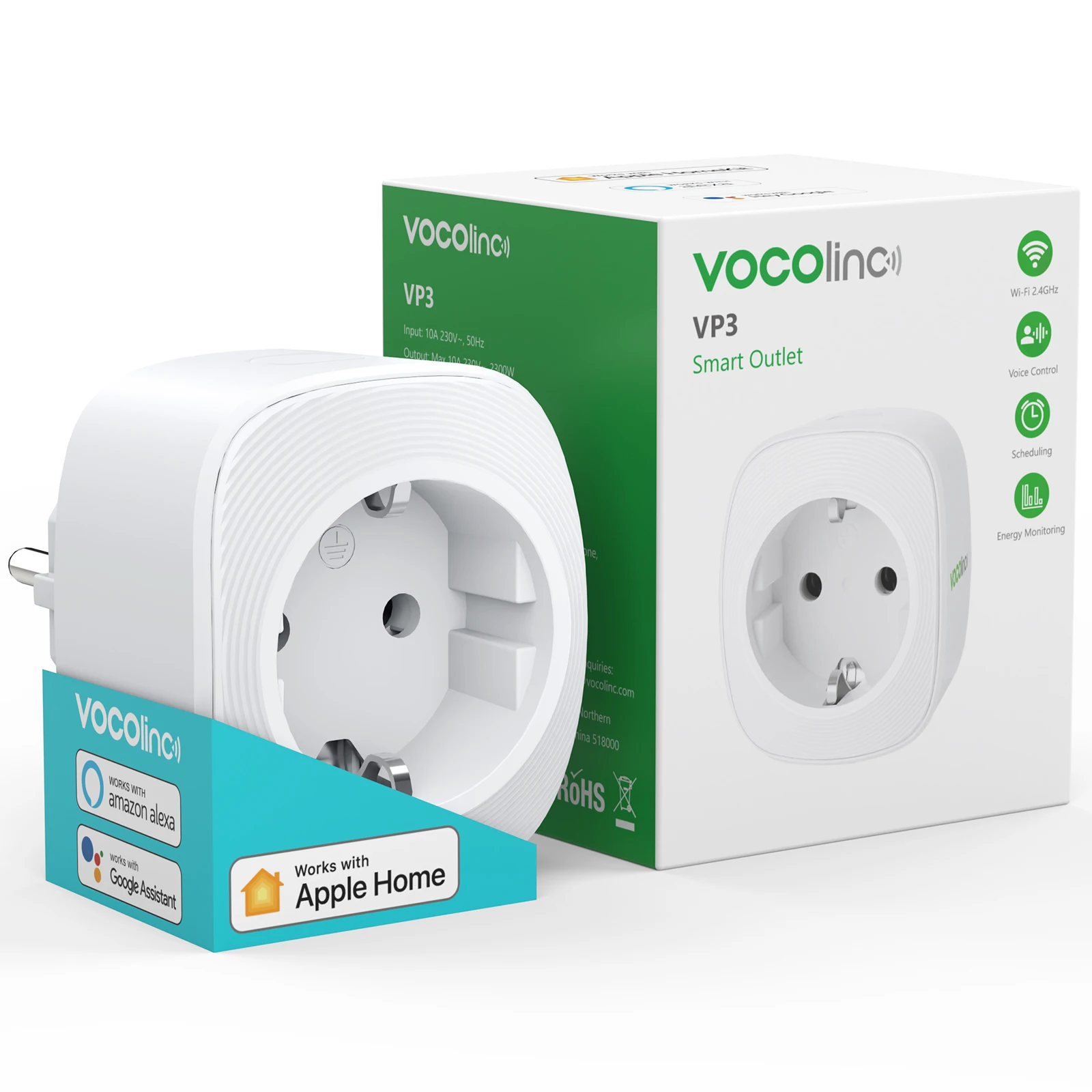 VOCOlinc Smart Plug WiFi Socket EU 10A With Power Monitor Timing Function Voice Control Work With Apple HomeKit Alexa GoogleHome