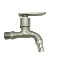 1pcs304 stainless steel faucet, washing machine connection faucet, home kitchen bathroom stainless steel faucet, outdoor garden 6