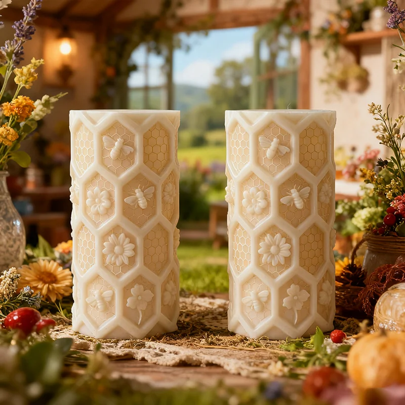 

Bee Cylinder Silicone Mold DIY Honeycomb Beehive Aromatherapy Candle Making Handmade Soap Mould for Home Decor Craft Supplies