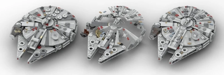 Kit de blocs de construction Moc Millennium Falcon Sunshine pour enfants, compatible MOD, 375, 75257 pièces, chasseur d'étoiles, modèle, jouets, 6 000 paquets