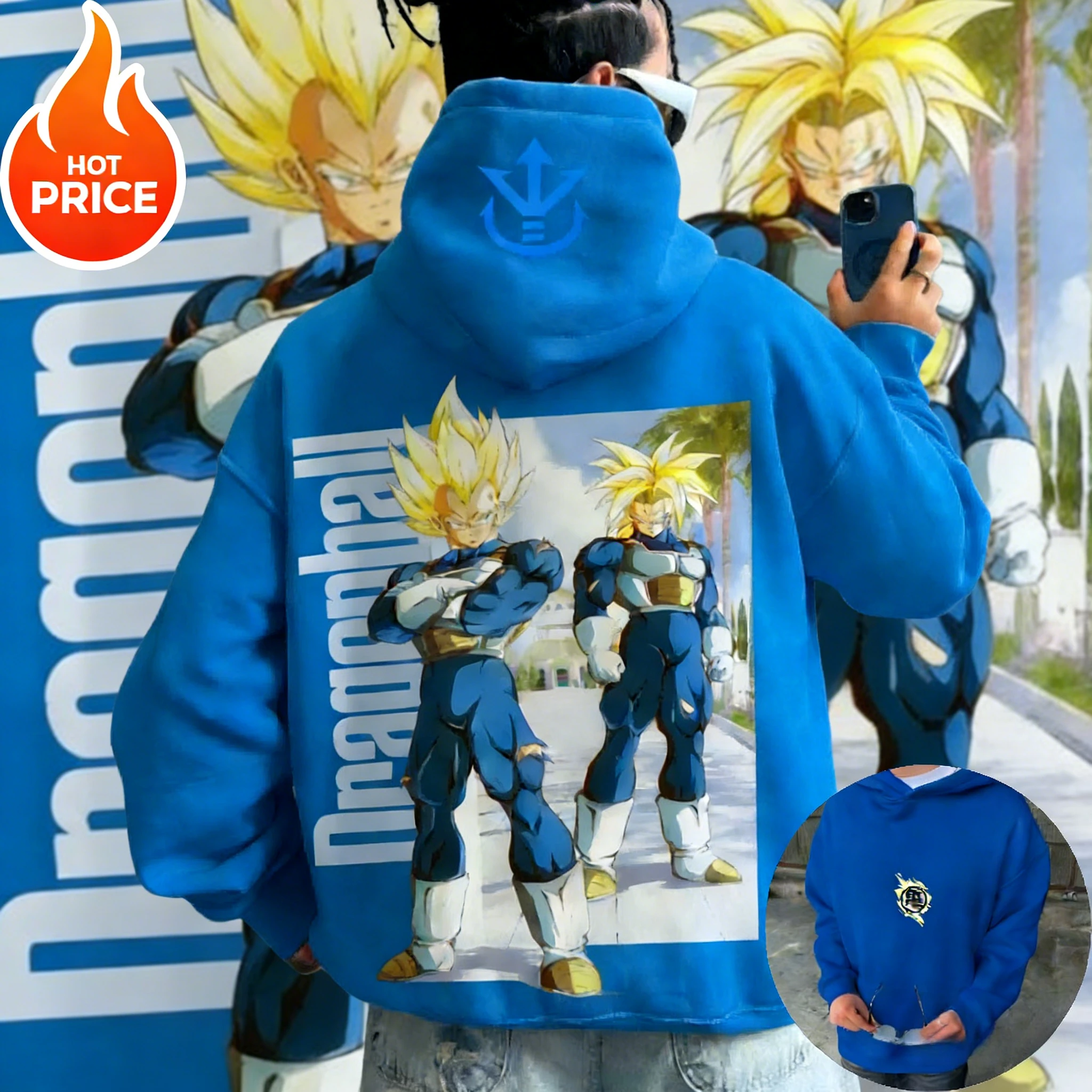 

Детская толстовка Dragon Ball 2026 осень-зима, 100% хлопок, с принтом Вегеты, повседневная, спортивная, для фитнеса, винтажная, в стиле Харадзюку, унисекс