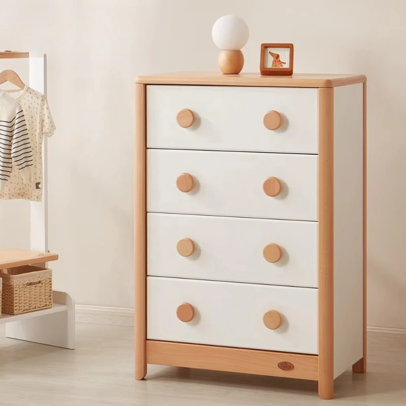 Solid wood handle 4 drawer vertical filing modern multi-space locker with many children's drawers