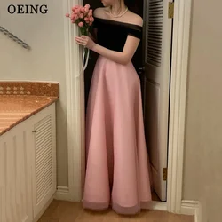 OEING Black And Pink Evening Dresses Korea Simple Strapless Photo Shoot Prom Gowns Formal Occasion Elegant Wedding Party Dress