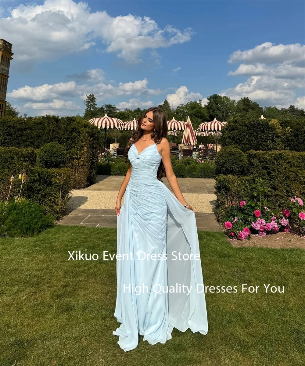 Xikuo elegante chiffon vestidos de noite querida sereia festa vestidos de baile mulher cinta espaguete robe cocktail femme personalizado