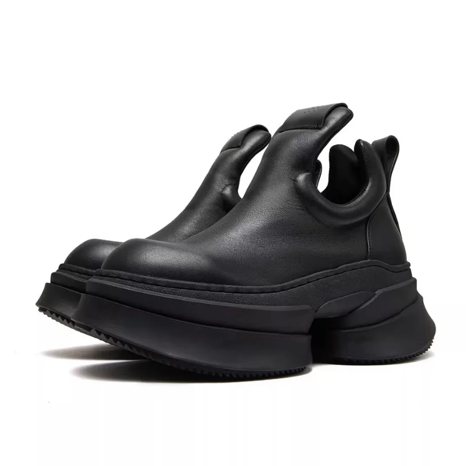 

Мужские новые модные повседневные туфли из натуральной кожи на массивной подошве для увеличения роста