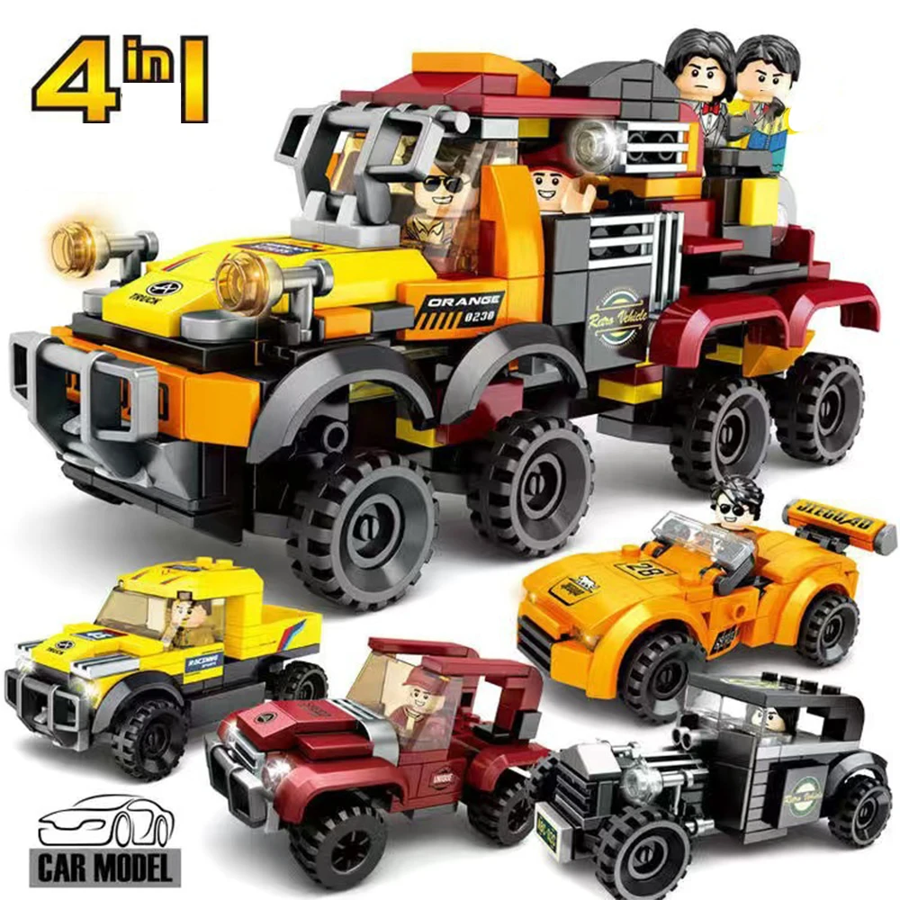 

4 In 1 Buggy Building Blocks Speed Sports Vehicle Technical Model Assembly MOC Bricks Educational Toys for Birthday Gifts Kids