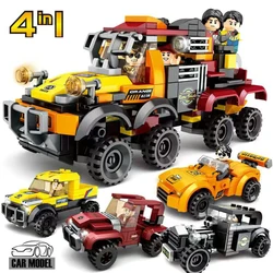 4 in 1 Buggy Bausteine Geschwindigkeit Sport fahrzeug technische Modell Montage Moc Ziegel Lernspiel zeug für Geburtstags geschenke Kinder