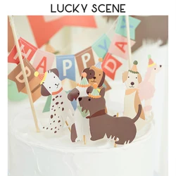 7Pcs Cat Dog Cake Card festa di compleanno bandiera decorazione Spot Pet Cat forniture Cake Topper S01211