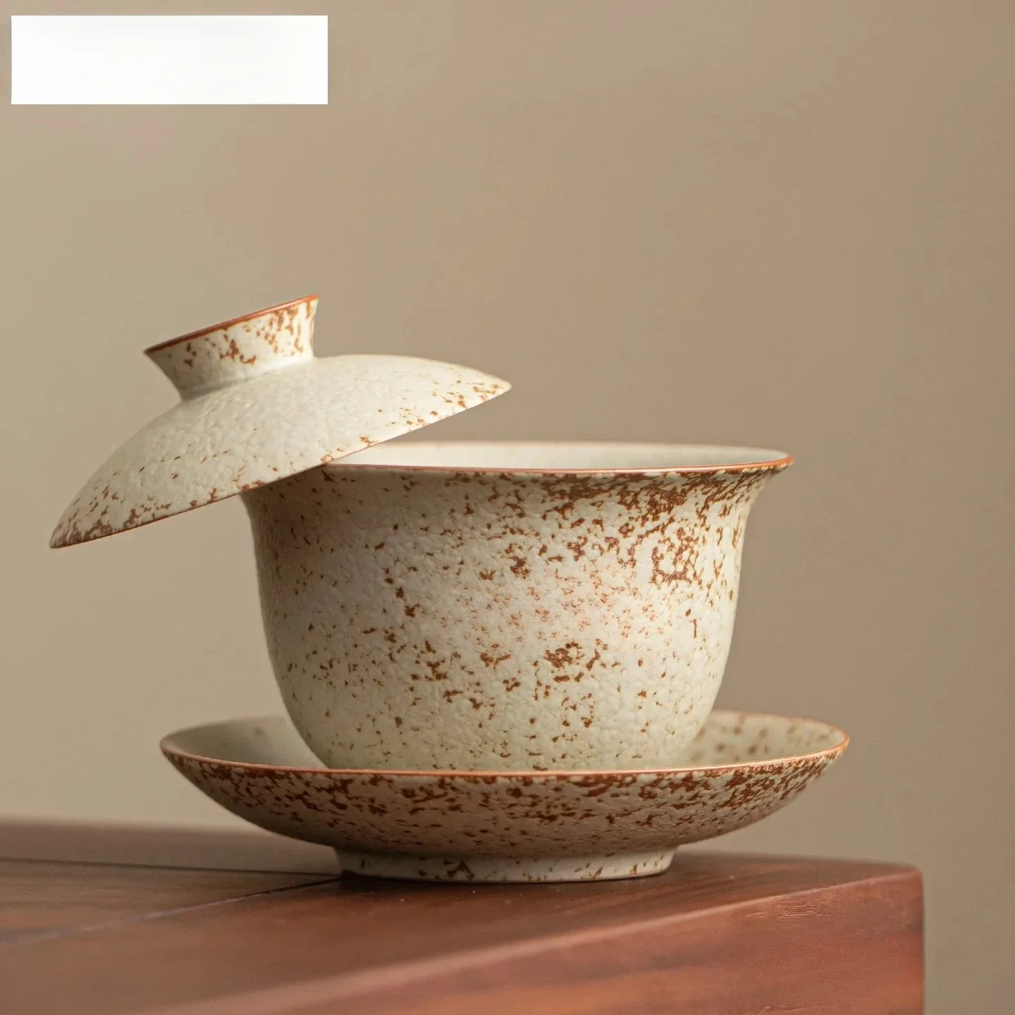 200ml Coarse Pottery Three Talents Hovering Gaiwan Creative Tea Tureen Tea Bowl With Lid Kit Tea Making Cover Bowl Teaset Craft