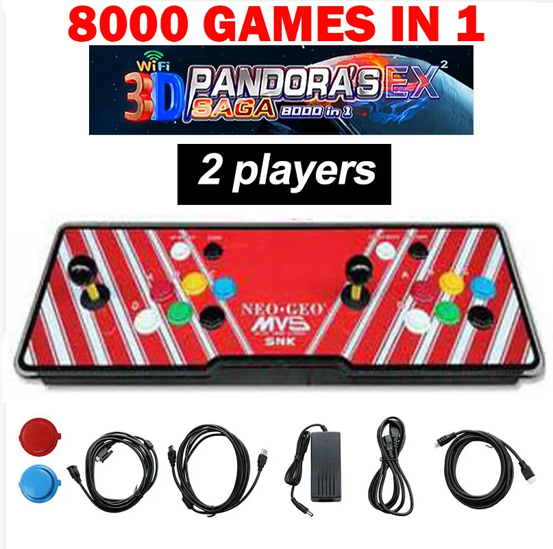 

8000 All In 1 WiFi Saga EX2 Box Retro Arcade Spielkonsole Maschine 2P Schrank 8 Weg Joystcik Push Buttons Bartop64G