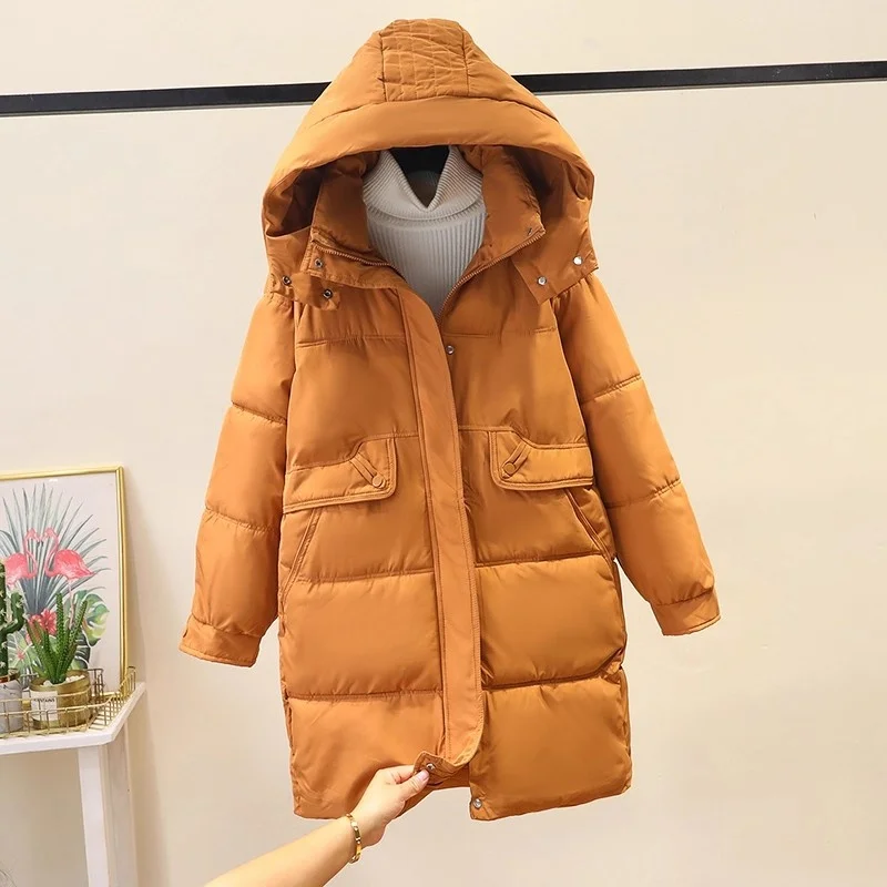 Chapeau détachable manteau en coton pour femmes hiver 2025 nouvelle mode mi-longue décontracté ample surdimensionné veste à la mode chaud pardessus w292